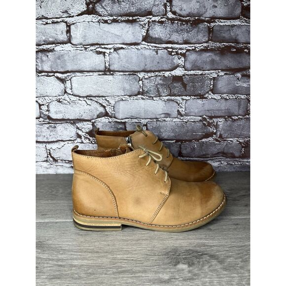 V-Italia Tan Brown Leather Combat Casual Zip Ankle Boots Women Sz 39EU/8.5M US - Picture 5 of 16